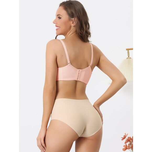 Underwire Lightly Bra Detachable Straps Push-up Soft 3/4 Cup Bralette Beige - Picture 2 of 6